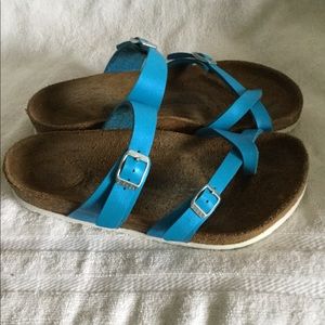 Birkenstock women’s blue leather sandals size 39EU